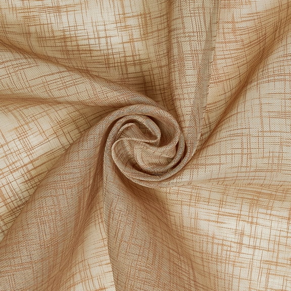 Sheer Voile Faux Linen Fabric Gasa 118" Wide Curtain Drapery Sold BTY 100% Polyester (Camel)