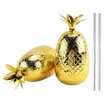 thumbnail image 4 of 2 Pack Pineapples Drink Cups, 450Ml Gold Pineapples Tumbler with Stretched Straw, Haw xwm25, 4 of 6