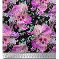 thumbnail image 1 of Soimoi Pink Rayon Crepe Fabric Insect,Skull & Flower Decor Fabric Printed BTY 46 Inch Wide, 1 of 3