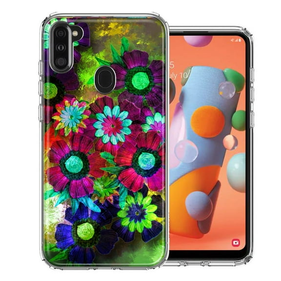 MUNDAZE For Samsung A11 Colorful Daisies Design Double Layer Phone Case Cover