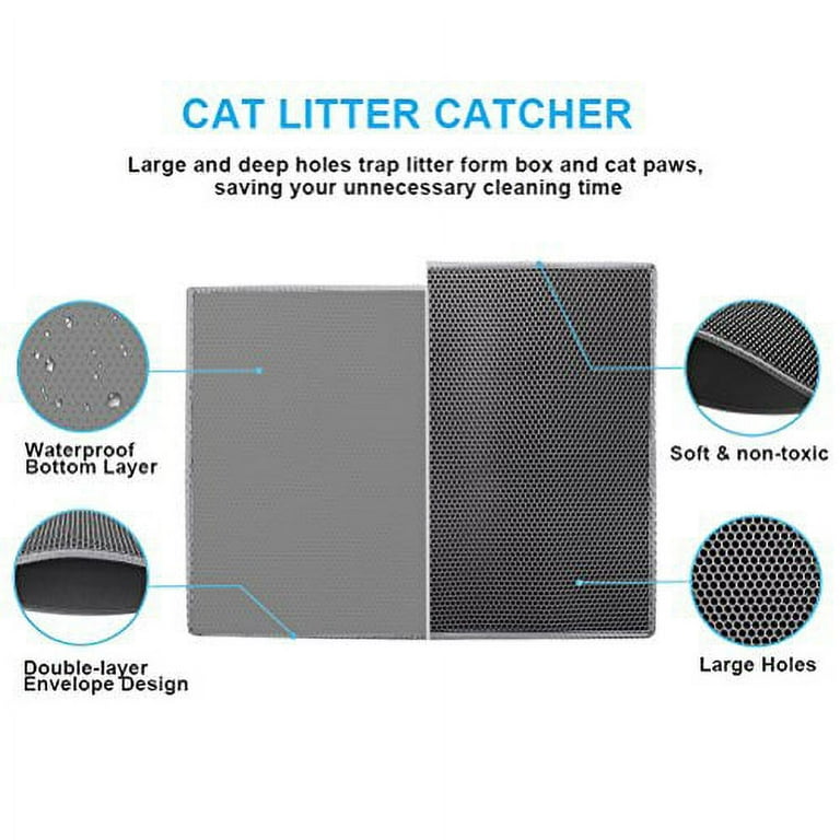 UPSKY Cat Litter Mat Large 35 inch x 23 inch Non-Slip Cat Litter Trapping Mat Multi-Use Waterproof Gray, Size: 23 x 35 x 0.4