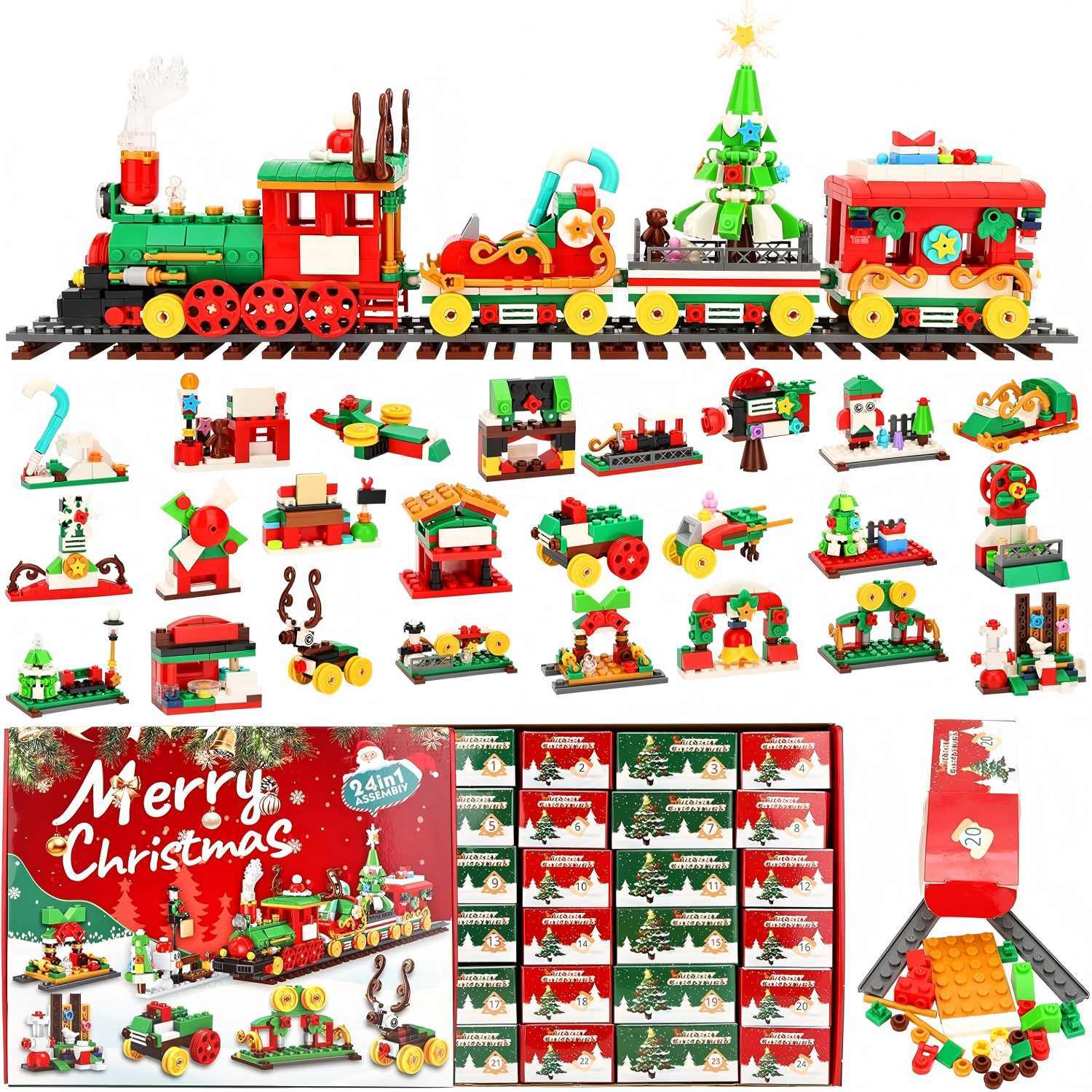 Advent Calendar 2025 Christmas Train Building Blocks Gift Box ...