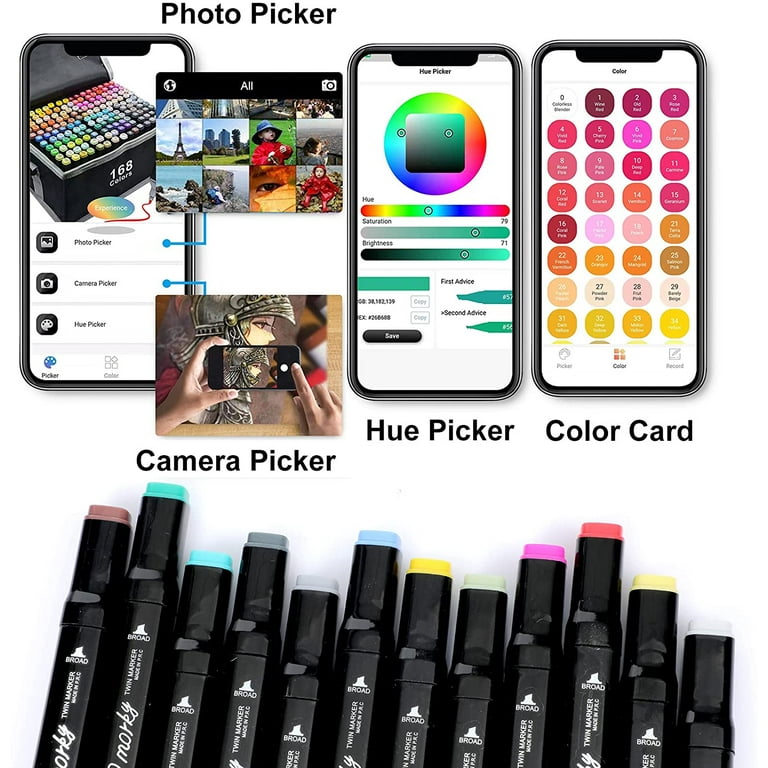 Brled 168+2 Colors Alcohol Markers, Free APP for Coloring, Dual Tips Markers  for Artists, Art Markers Drawing Markers for Adult and Kids Coloring, Great  Gift Idea. 
