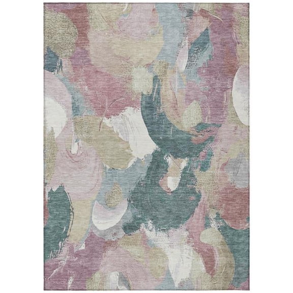 HomeRoots 627578 8 x 10 ft. Mauve Beige & Sage Abstract Washable Transitional Indoor & Outdoor Rectangle Area Rug