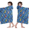 thumbnail image 4 of Blue Cartoon Dinosaurs Text Pattern Hooded Bath Towel，60"x35" for Ages 3 To 12 Kids, Quick Dry Lightweight Soft Microfiber Hood Beach Towel Cover Up for Kids, 4 of 7
