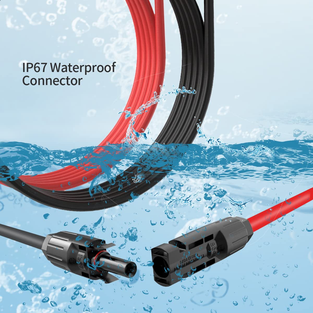 JJEAN-Solar Panel Extension Cable - TUV Listed 1Pair 10AWG 6FT Solar Extension Cable Black ＆ Red, PV Cable Wire with Male/Female Connectors