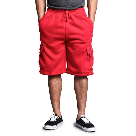 G-Style USA Men's Solid Fleece Cargo Shorts DFP1 - RED - X-Large