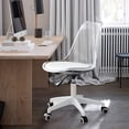 thumbnail image 2 of SUGIFT Modern Home Office Desk Chairs, Adjustable 360 °Swivel Chair Engineering Plastic Armless Swivel Computer Chair With Wheels for Living Room, Bed Room Office Hotel Dining Room and Transparent, 2 of 5