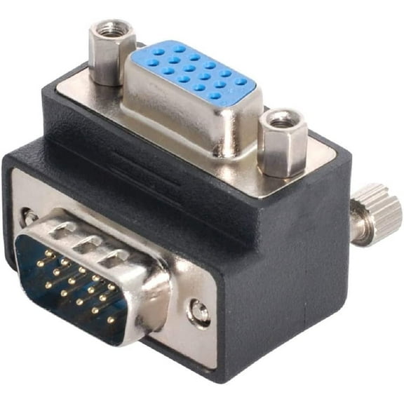 Toptekits 2-Pack Up Angled 90 Degree VGA SVGA Male to Female Adapter,Up Angle VGA 15 Pin Male to Female Converter Adapter for TV, Projectors, Monitors (Up Angled)