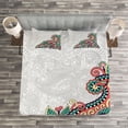 thumbnail image 3 of Ambesonne Flowers Quilted Bedspread Set 3 Pcs, Floral Tribal Paisley, King Size, Pale Grey Jade Green, 3 of 3