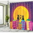 thumbnail image 5 of Ambesonne Cat Shower Curtain, Cats on the Roof Heart, 69"Wx84"L, Purple Orange, 5 of 5