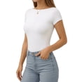 thumbnail image 2 of MOYIKO Womens T Shirts Short Sleeve Boat Neck Slim Fit Tee Basic Summer Tops, 2 of 7