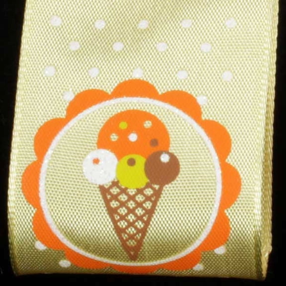 The Ribbon People Yellow and Orange Ice Cream Wired Craft Ribbon 1.5" x 22 Yards