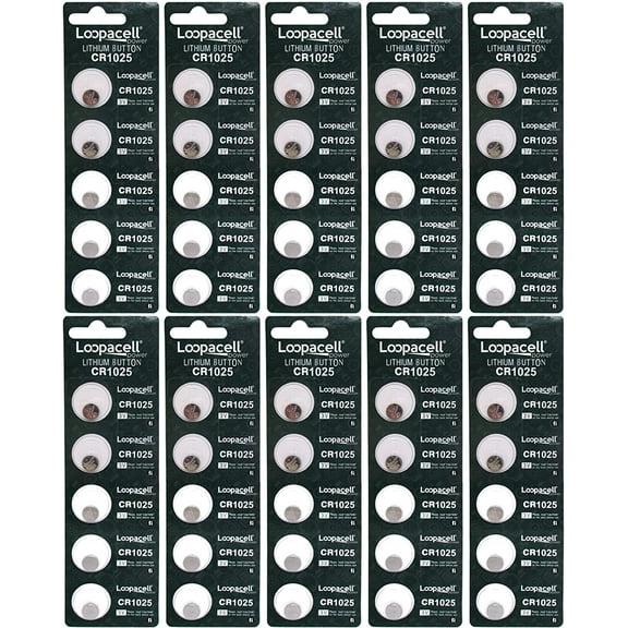 50 Genuine Loopacell CR1025 3v Lithium 1025 Coin Batteries