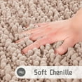thumbnail image 2 of Bath Rug Mat, 32 x 20, Soft Shaggy Chenille Bathroom Rugs, Large Size, Super Absorbent & Thick, Non-Slip, Machine Washable Bathroom mat, Bath Mats for Bathroom, Tub & Shower, Beige with Pink, 2 of 6