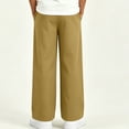 thumbnail image 5 of cfhntfmh Casual Pants for Boys Loose Fit Solid Color Elastic Waisted Straight Leg Pants with Pockets (Khaki,14-15 Years), 5 of 7