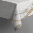 thumbnail image 4 of White Gold Marble Pattern Rectangle Tablecloth 60"x102",Waterproof Polyester Rectangle Table Cloth, Wipeable Spillproof Polyester Tablecloth for Dining, Camping, Indoor and Outdoor, 4 of 5