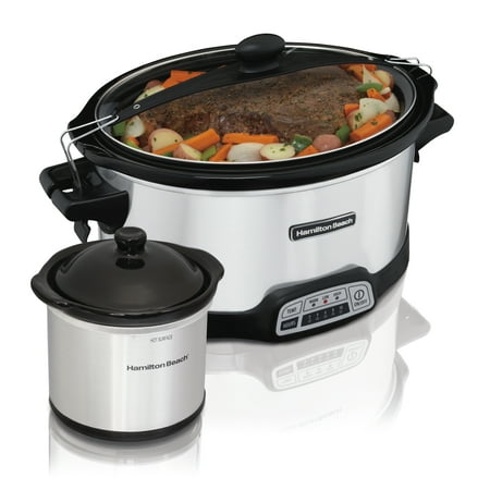 Hamilton Beach 7 Quart Stay or Go Programmable Slow Cooker with Party Dipper, Stainless Steel | Model#