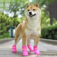 thumbnail image 3 of 4 zapatos para perros de color rosa, adecuados para días de nieve, carreteras calientes, días de lluvia, impermeables, para caminar al aire libre, antideslizantes para pisos duros MFZFUKR BST3028756-2, 3 of 6