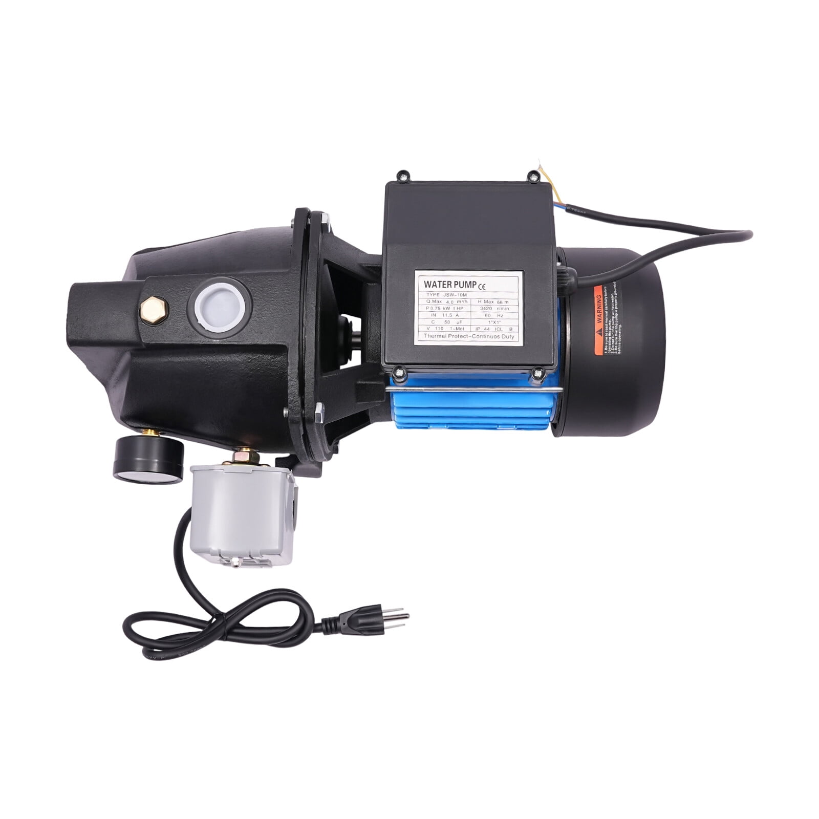 ToppiJoy 110V 1HP Shallow Well Pump with Ejector Kit Cast Iron Jet Water Pump, Well Depth Up to 25ft, Automatic Pressure Switch, Water Pump for Farm Lawn Garden