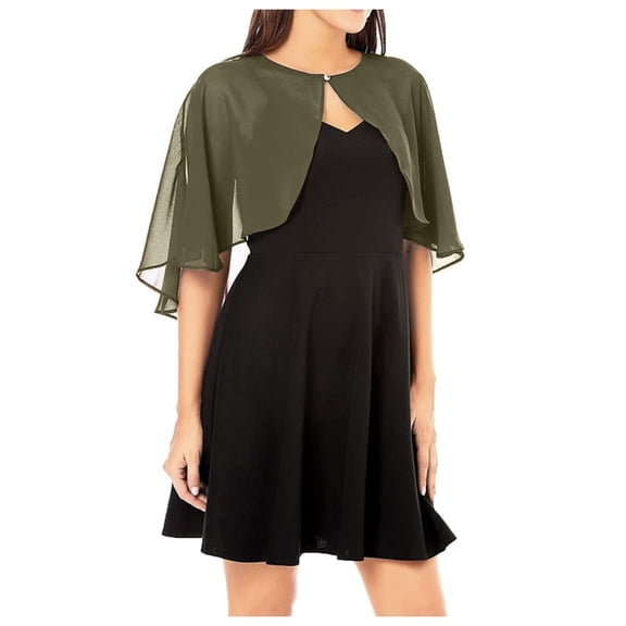 Fgnfyis Women Solid Elegant Sleeveless Chiffon Wedding Shawl Suitable for Spring Summer Weddings Cardigan Cover Army Green