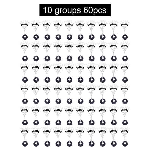 Juego de 60 uds. De 10 grupos, tapón de frijoles espaciales de goma, línea de pesca de carpa (Oval M)