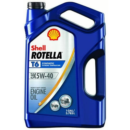(6 Pack) Shell Rotella T6 5W-40 Full Synthetic Heavy Duty Diesel Engine Oil, 1 (Best Engine Oil Additive Older Engines)