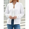 thumbnail image 4 of Women'S Zip Up Cardigan Sweater Hoodies Long Sleeve Jacket Outfits Crewneck Casual Coat White S, 4 of 8