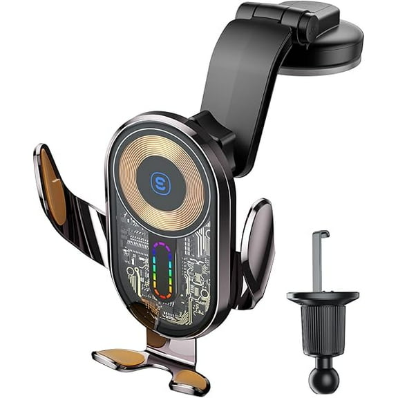 Wireless Car Charger, ESSAGER 15W Fast Charging Car Phone Holder Mount Auto Clamping Cell Phone Stand for iPhone 15 14 13 12 11 Pro Max, Samsung Galaxy S23 S22 S21