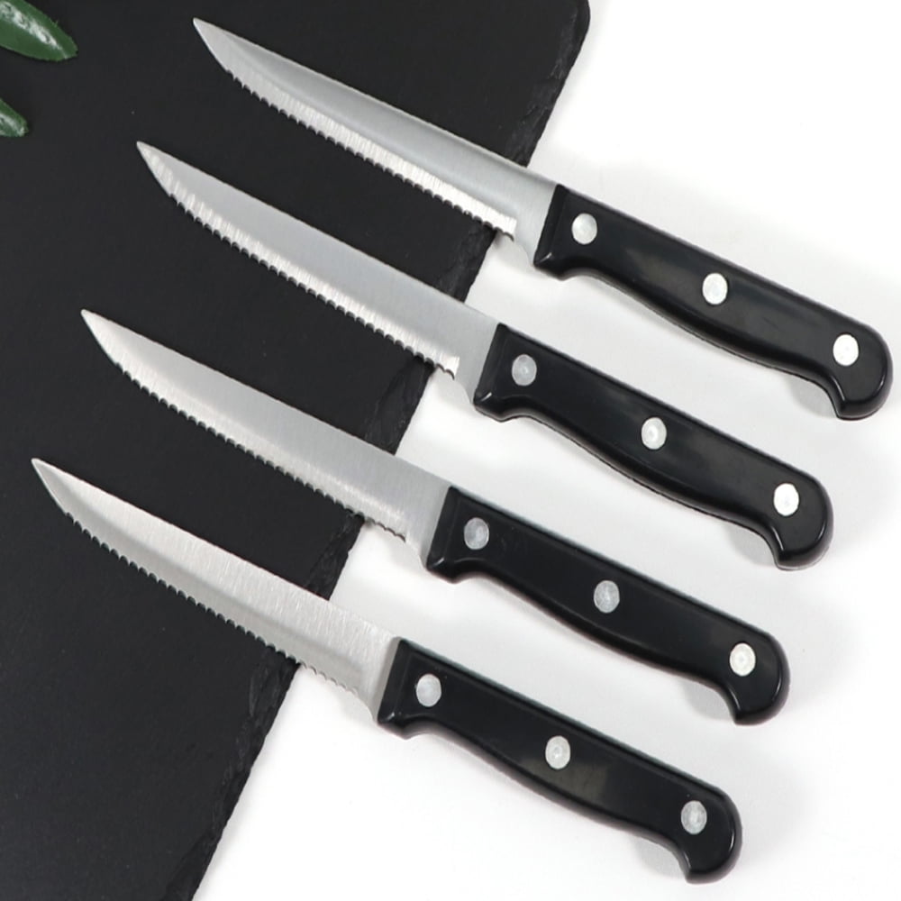 4 Steak Knife Set Serrated Edge 7.5" Stainless Steel Knives Cutlery