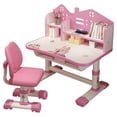 thumbnail image 2 of Floseru Children Learning Desk and Chair Set Pink Desk Set Height Adjustable with Drawers and Storage Compartments Cartoon Learning Desks and Chairs for Girls, 2 of 7