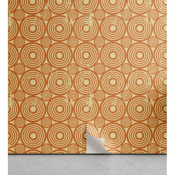 Ambesonne Art Nouveau Peel & Stick Wallpaper for Home, Pastel Geometric Grunge, 13"x36", Pale Yellow Vermilion