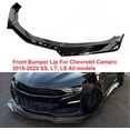 thumbnail image 2 of 3PC Set Front Bumper Lip For Chevrolet Camaro 2015-2022 SS, LT, LS All models Bumper Front Air Dam Chin Front Splitter Lip Lower Protector Gloss Black, 2 of 9