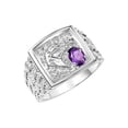 thumbnail image 3 of RYLOS Men's Rings Sterling Silver Rings Lucky Nugget Horse Head 6X4MM Oval Gemstone & Diamond Ring Amethyst February Birthstone Rings For Men Size 9, 3 of 7