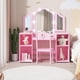 thumbnail image 3 of Rosa 2-in-1 de madera para niños pequeños vanity set con mirror, stool, tri-folding mirror y cajón - removable top para little girls' princess pretend play beauty makeup, 3 of 6