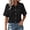 Black #1, variant on WULMLEO Women's Button Up Shirt 2026 - Peter Pan Collar Short Sleeve Summer Tops Casual Solid Color Dressy Blouse Wine M