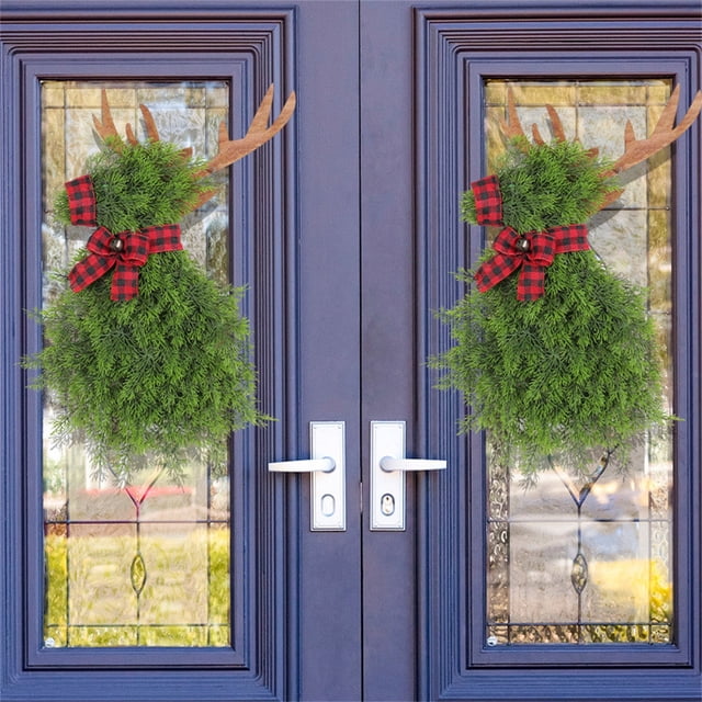 LADIGASU Imitación de Aguja Puerta Colgante-Borde Corona de Navidad Al Aire Libre Patio Colgante Decoraciones Ofertas Flash 1X Corona