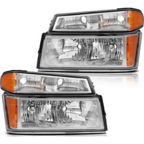CCIYU headlights assembly For Chevrolet Colorado 2004-2012 For GMC Canyon 2004-2012 For Isuzu i-280 2006 For Isuzu i-290 2007-2008 With protective coating Chrome Housing Amber Reflector Clear Lens