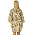 thumbnail image 2 of Bimba Women Cotton Printed custom Short Robe Getting Ready Bridesmaid Robes Coverup, 2 of 5
