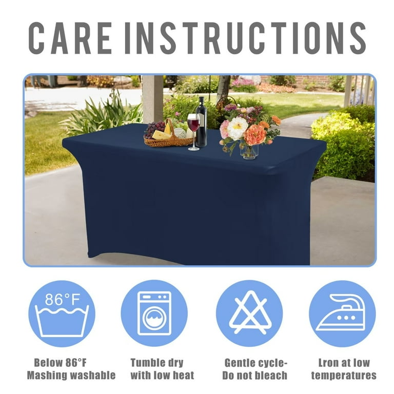 2 Tovaglie Elasticizzate Blu Navy 4ft – Perfette Per Tavoli Rettangolari, Eventi E Matrimoni - 4