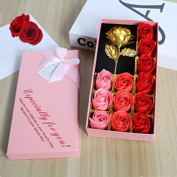 Aufmer 2 Pcs Scented Soap Rose Flower Set, Simulated Bloom Collection with Fragrance, Valentine's Day Home Decor with Natural Aroma, Bathroom Living Room Decorative Arrangement(Multicolor)