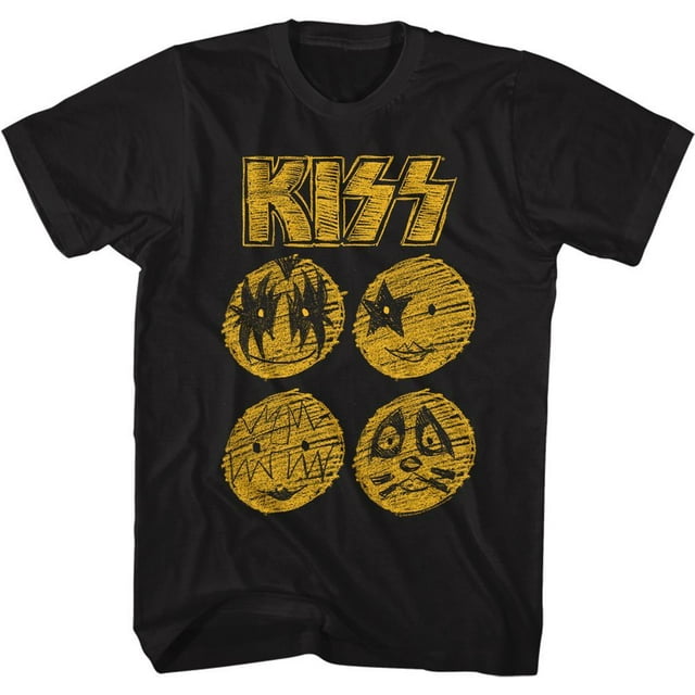 T-Shirt Noir pour Adulte Kiss Band Sketch 3Xlt