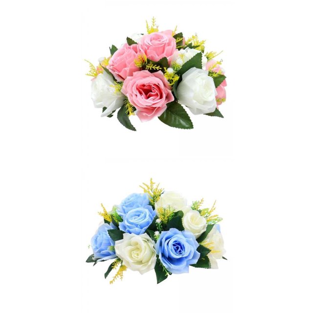 2x Flores de Rosas Artificiales, de Flores Rosas Y Azules, Decoración para Fiestas, Oficinas Y Carreteras Colcomx Bola de rosa de simulación