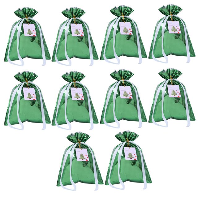MesaSe 10Pcs Christmas Candy Bags Vibrant Color Smooth Surface Large Capacity Wear Resistant Multipurpose Decorative PET Themed Candy Drawstring Bags for Home
