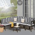 thumbnail image 3 of Outdoor Sectional Replacement Cushion Set, 14 Pcs Waterproof Patio Sofa Cushions 4" Foam High-Density Couch Cushion for 6-Seat Sectional Rattan Conversation Sets(Liner&Cover) (Black and white), 3 of 7