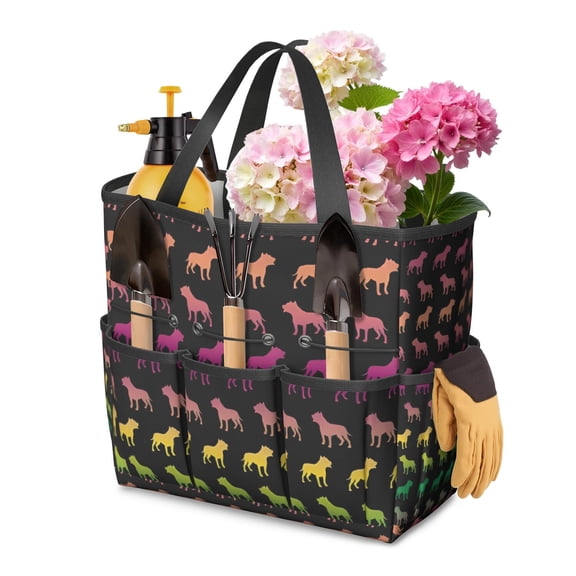 Garden Tool Bag,Rainbow Puppy Garden Tool Organizer,Garden Gifts,Waterproof Multi-Pocket Garden Tool Storage 11.8x5.5x11.4 Inch(Tools NOT Included)