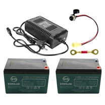 2 Pack 6-DZM-12 6DZM12 12V 12Ah Rechargeable Battery Nuts and Bolts With Charger for 24V Mobil Scooter Electric Go Kart Golf Cart Wheelchair Razor Dirt Quad Bike MX650 MX500 Motorcycle