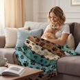 thumbnail image 4 of Green Brown Paw Print Throw Blanket for Couch,Lightweight Flannel Fleece Blanket,Vintage Farmhouse Country Wooden Grain Microfiber Plush All Season Decorative Blankets for Sofa Bed Office 40"x60", 4 of 9