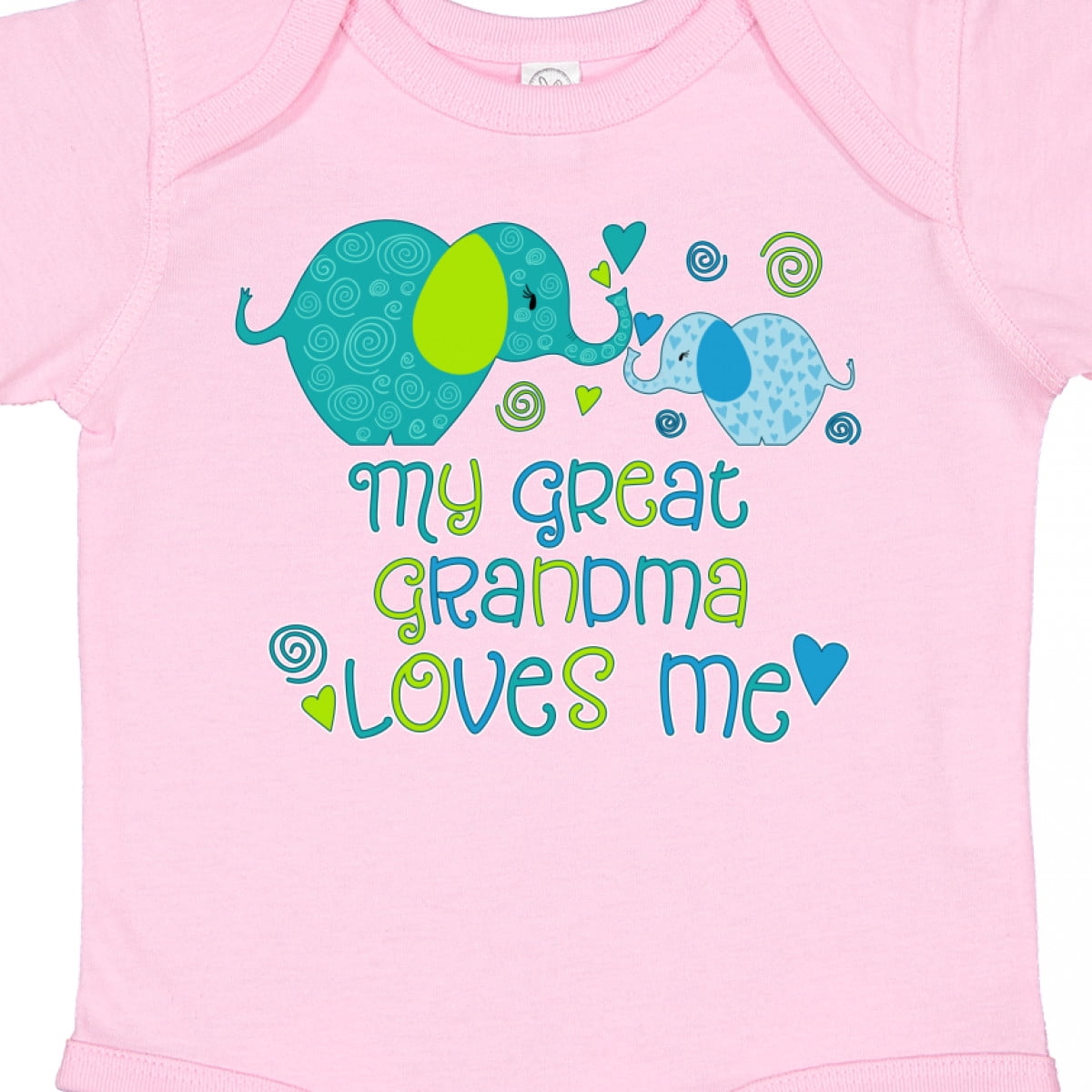 Inktastic My Great Grandma Loves Me Cute Elephants Boys or Girls Baby Bodysuit