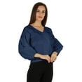 thumbnail image 2 of Bimba Chemise à Manches Ballon Boutonnée Été Coupe Ample Blouse Plissée pour Femmes, 2 of 7